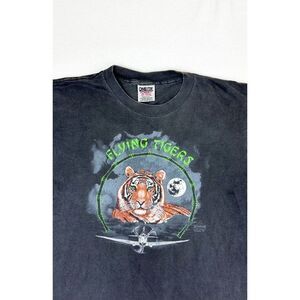 Vintage 1992 Flying Tigers Shirt Black Large China Air Force WW II Single Stitch